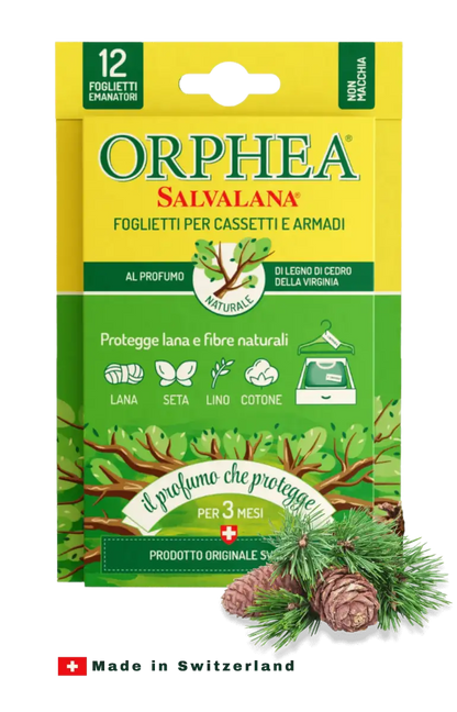 Orphea® ჩრჩილის საწინააღმდეგო  სურნელოვანი ფირფიტები - ჩრჩილისგან დაცვა. ვერჯინიის კედრის ხე