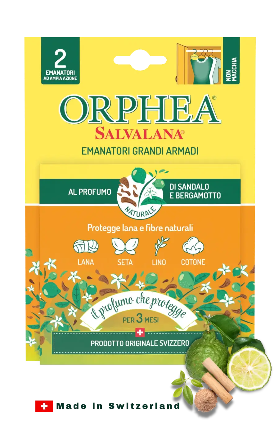Orphea® ჩრჩილის საწინააღმდეგო  სურნელოვანი საკიდები - ჩრჩილისგან დაცვა. სანდლის ხე და ბერგამოტი