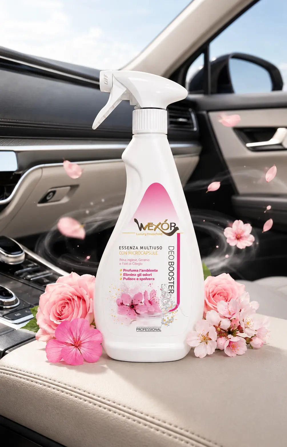 Wexór, DEO BOOSTER for car ვარდი, გერანიუმი და ალუბლის ყვავილი